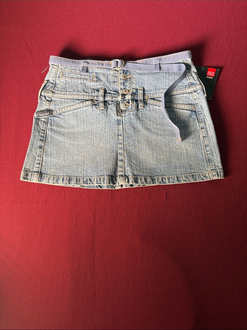 Vintage Denim Mini Skirt with Belt